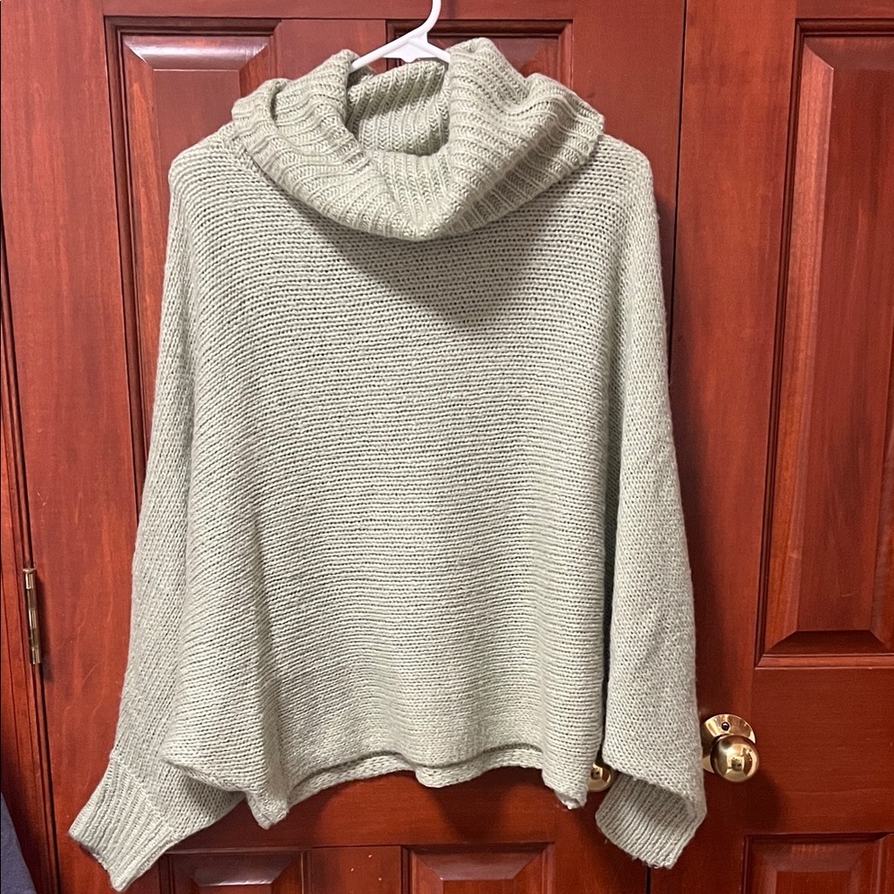Poof Apparel Elegant Cowl Neck Sweater - Light Gray